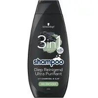 Schwarzkopf Men Shampoo 3 In 1 Hair-body-face Charcoal + Clay 400 Ml