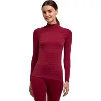 Falke Damen Maximum Warm High Neck sneldrogend functioneel materiaal functioneel shirt met lange mouwen dames merlot - maat 8117