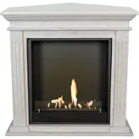 Xaralyn Ethanolhaard - Cadiz-hoekmodel BIU - wit natuursteen - 3 kW verwarmingsvermogen - inclusief inbouwhaard en schoorsteenmantel - decoratieve haard - hoekhaard