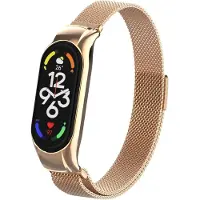 Strap-it Milanees Smartwatch bandje - Geschikt voor Xiaomi Mi Band 7 Milanese band - rosé goud - Horlogeband / Polsband / Armband