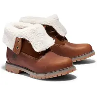 Timberland Dames Leren enkellaarsjes met opgerold bovenwerk en warme bruine voering (36 W), Leer, Plat, Veters, Casual TB18328R2421