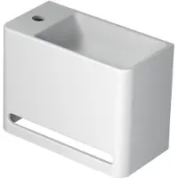Ink Hangar Fontein 40x20cm Polystone - Links - Met Kraangat - Mat Wit - 8718835103194 - Rechthoekig - Wastafels, Fonteinen, Vrijhangende Fonteinen