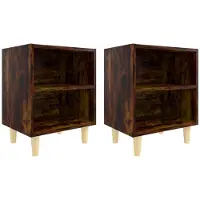 vidaXL Nachtkastjes 2 st met houten poten 40x30x50 cm gerookt eiken