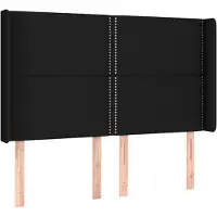 vidaXL Hoofdbord met randen 147x16x118/128 cm stof zwart