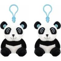 Wild republic Panda Sleutelhanger - 2x stuks - 9 cm - pluche - dieren knuffel