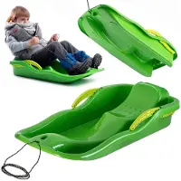 Kadax Kunststof slee, sneeuwbob 85x40x18cm, sneeuwschuiver met remmen, kinderslee van plastic, moderne stuurslee, rodelslee, sneeuwbob (groen)