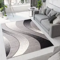 Tapiso Dream Vloerkleed Grijs Licht Modern Golven Woonkamer Tapijt Maat- 220x300