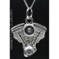 MOOYE ® - Collectie Zilveren Harley Evo motorblok XL ketting hanger