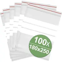 Quadrios Hersluitbare zak met etiketstrook (b x h) 180 mm x 250 mm Transparant Polyethyleen