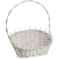 Kadax Geschenkmand, universele rieten mand, hoogwaardig handvat, flessenmand, snoepmand, gevlochten opbergmand, presentmand (wit, medium)