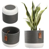Kadax Bloempot, keramische plantenpot in 2 kleuren, sierpot met decoratieve reliëf, bloempot van keramiek, plantenpot voor kamerplanten, 16 cm, grijs