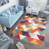 Tapiso Lazur Vloerkleed Grijs Oranje Modern Woonkamer Tapijt Maat- 200x290