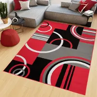 Tapiso Maya Vloerkleed Rood Grijs Woonkamer Tapijt Maat- 220x300