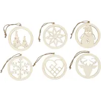 Creativ Company Kerstornamenten - Kerstdecoratie - Triplex Kerstversiering - Houten Kerstornamenten - Kerstboomdecoratie - 144 Stuks - 8 cm - Dikte 0,3 cm