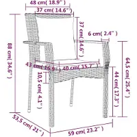vidaXL 5-delige Tuinset met kussens poly rattan zwart