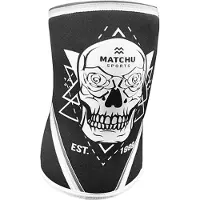 Matchu Sports Knee sleeve skull maat M - M - 1 Stuk - Skull - Zwart/Wit - 25,5 cm - Neopreen