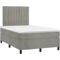vidaXL Boxspring met matras fluweel lichtgrijs 120x190 cm