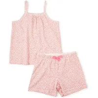 Little label shortama met panterprint roze Meisjes Stretchkatoen Vierkante hals - maat 170/176
