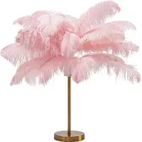 Kare Design tafellamp Feather Palm, paars / roze / rose, Woon-/ Eetkamer, metaal, Design, tafellamp