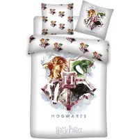 BrandMac Witte beddengoedset met het Hogwarts-wapen, 140x200 cm, HARRY POTTER, gecertificeerd met
