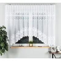 Hobby Hall Demetria - Jacquard Gordijn - 400x160 cm - Onderste Rand Onbewerkt - Wit