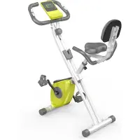 Bigzzia Opvouwbare hometrainer - X-bike met 8 niveaus magnetische weerstand - vliegwiel 2,5KG - multifunctioneel LCD-scherm - verstelbare zitting - tablethouder - groen en wit