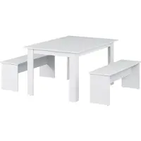 Vicco Sentio Eettafel set – 137.6 x 92.8 cm met 2 banken Wit
