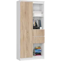 Akord Kantoorkast R15 R80 met 2 Lades en 1 Deur / Furniture Factory / Wit – Sonoma Eik / 80 x 180 x 35 cm