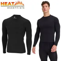 Heat Essentials Thermo Shirt Heren - Merinowol Shirt - Zwart - Maat XXL - Thermokleding Heren - Merino