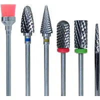 FOOCCA Tungsten Nagelfrees Bitjes - Elektrische Nagelvijl Opzetstukjes - Tungsten Carbide Nagel Bitjes - Wolfraam Carbide Bits - Universeel Formaat Nagel Bitjes - Set 6 stuks - Nagel Frees