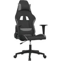 vidaXL Massage gamestoel stof zwart en lichtgrijs