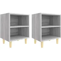 vidaXL Nachtkastjes 2 st met houten poten 40x30x50 cm grijs sonoma