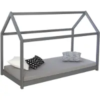 Homestyle4u Kinderbed - 80 x 160 cm - Huisbed - Grijs