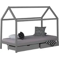 Homestyle4u Kinderbed - 90x200 cm - Huisbed - Grijs