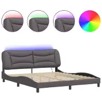 vidaXL Bedframe met LED zonder matras "Hvar" zwart 180x200 cm