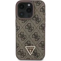 GUESS GUHCP16XP4TDPW iPhone 16 Pro Max 6,9" brązowy/bruin hardcase Leer 4G Driehoek Strass MagSaf (iPhone 16 Pro Max), Smartphonehoes, Bruin