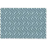 MuchoWow Deurmat 90x60 cm - Droogloopmat Patroon - Blauw - Lijnen - Zigzag - Mat voor binnen - Schoonloopmat - Deurmatten met print - Inloopmat