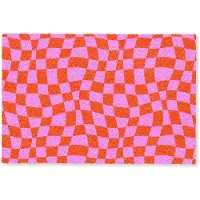 MuchoWow Deurmat 90x60 cm - Droogloopmat Blokken - Roze - Rood - Patroon - Mat voor binnen - Schoonloopmat - Deurmatten met print - Inloopmat