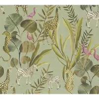 Living Walls WILDE DIEREN BEHANG | Jungle - Groen Bruin Lila - Anna D'Andrea