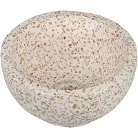 Differnz River Waskom 25 cm - Wastafel Opzetwastafel Terrazzo Beige - Wasbak Waskom Opbouw voor Wastafelblad of Wastafelmeubel - Spoelbak Compact met Ø45 mm Afvoer - 25 x 12 cm