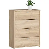NORE Rubin Schoenkast 66 cm - 4 Uitslaande Deuren - Sonoma Eiken Design