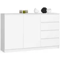 Akord Ladekast K160 met 4 Lades et 2 Deuren / Furniture Factory / Wit / 160 x 99 x 40 cm