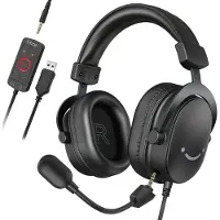 Fifine Gaming Headset, microfoon, over-ear hoofdtelefoon, USB headset, geschikt voor PC, PS4, PS5, gamers
