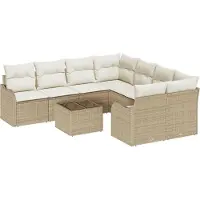 vidaXL Tuinbank Set 9 st 8-Aantal zitplaatsen Beige poly rattan
