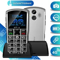 Artfone A400 4G Senioren Telefoon – Met Polsband - Grote Toetsen – SOS Noodknop – Oplaadstation – 128 MB – Geschikt voor ouderen
