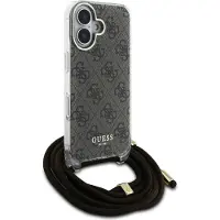 GUESS Backcover met koord 4G Print voor de Apple iPhone 16 - Bruin
