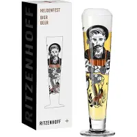 Ritzenhoff Bierglas 330 ml - Serie Heldenfest, Motief nr. 9 - Barber - rond en meerkleurig