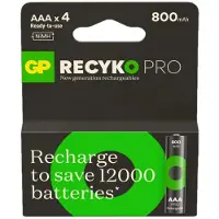 GP ReCyko Pro Oplaadbare AAA / HR03 Ni-Mh Batterijen (4 stuks, 800 mAh)