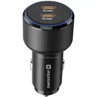 Swissten 50W Autolader - 2x USB-C PD - Snellader - Zwart