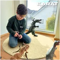 Karat Tapijt Rond - Ø 80 cm - Creme - Modern Fluffy Velours Kortpolig Tapijt voor Kinderkamer - Speeltapijt & Kindertapijt Krokodil